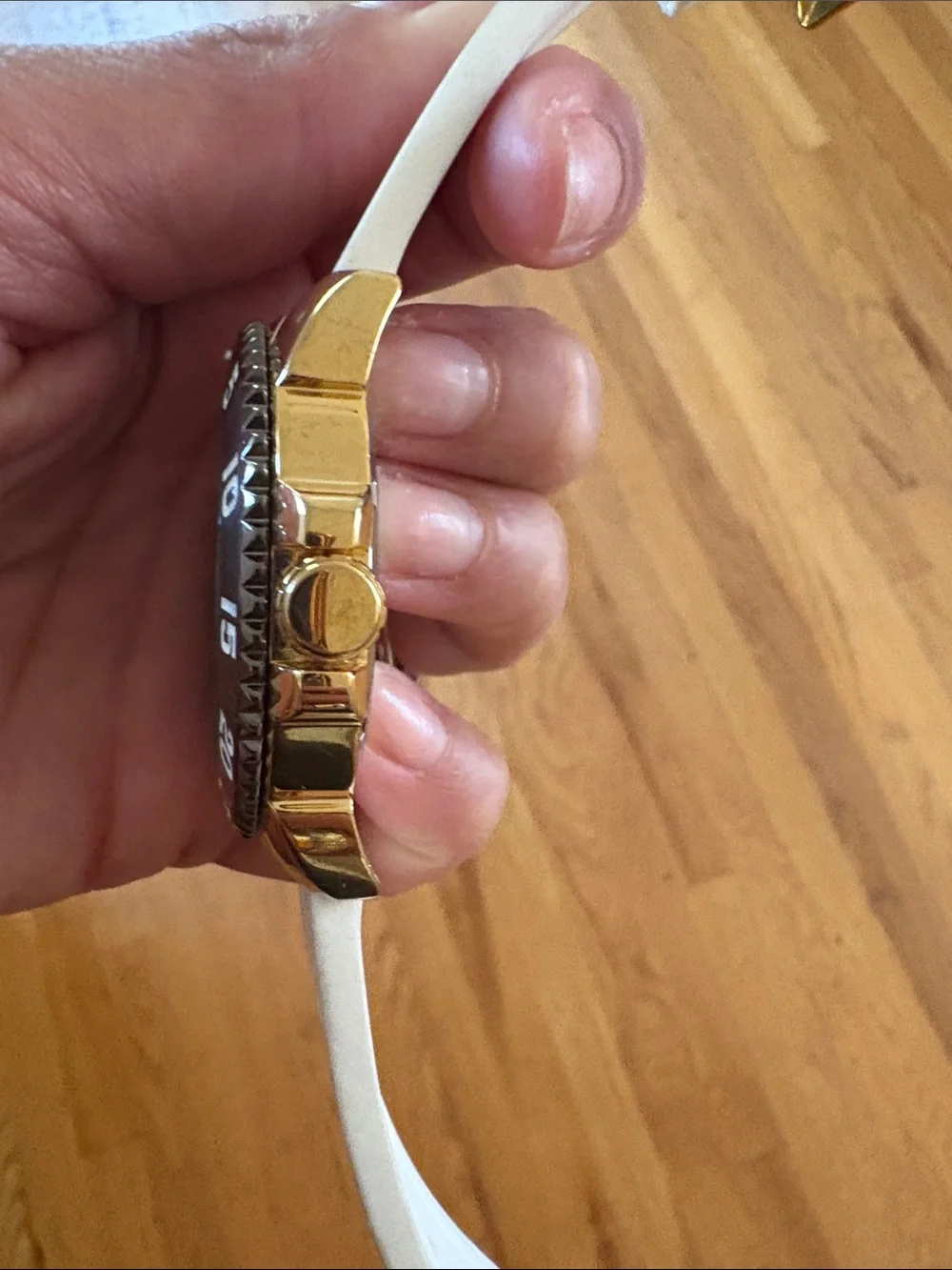 Invicta Gold and Black Chronograph Watch with White Strap